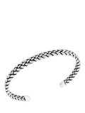Hoxton London men's oxidised braided silver cuff bangle, UK version