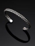 Hoxton London men's oxidised braided silver cuff bangle, UK version