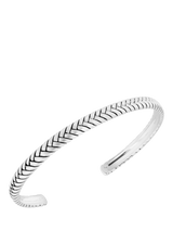 John Lewis Hoxton London Men's Matt Herringbone Cuff Bangle, Silver- Buy online at McGrocer