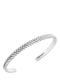 Hoxton London sterling silver herringbone cuff bangle, imported from the UK