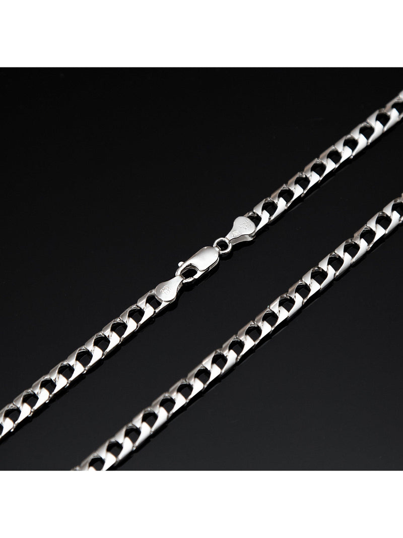 Hoxton London flat square curb chain necklace, UK version