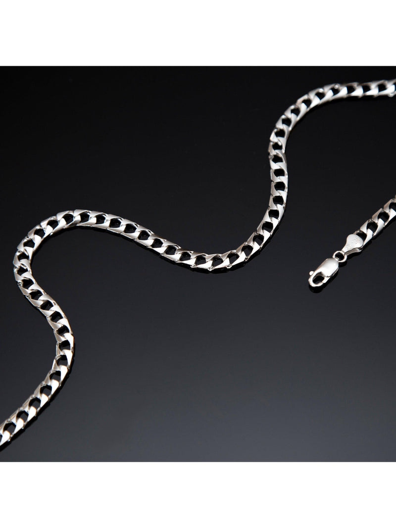 Hoxton London flat square curb chain necklace, UK version