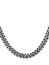 John Lewis Hoxton London Men's Oxidised Flat Curb Chain Necklace, Silver- Buy online at McGrocer