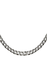 John Lewis Hoxton London Men's Oxidised Flat Curb Chain Necklace, Silver, 51cm- Buy online at McGrocer