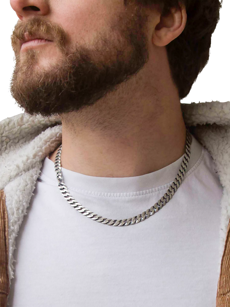 Hoxton London oxidised flat curb chain necklace 51cm, imported from the UK