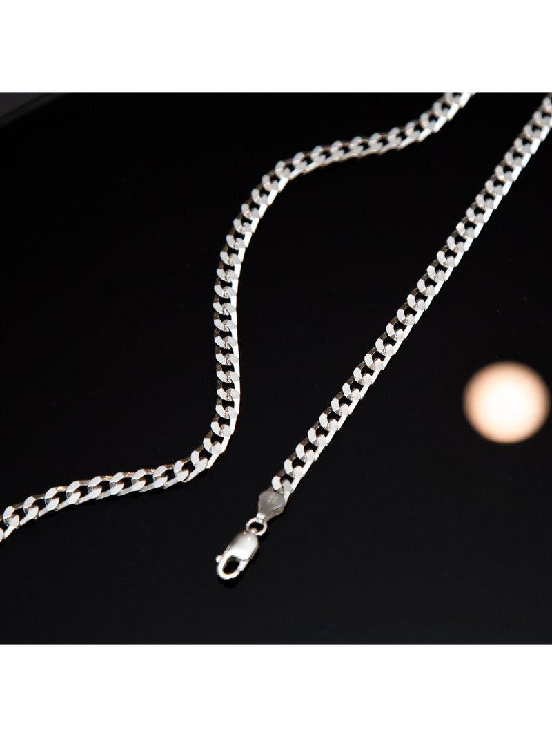 Hoxton London men's silver curb chain necklace 51cm, UK version