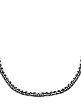 John Lewis Hoxton London Men's Oxidised Grooved Box Chain Necklace Silver 51cm- Buy online at McGrocer