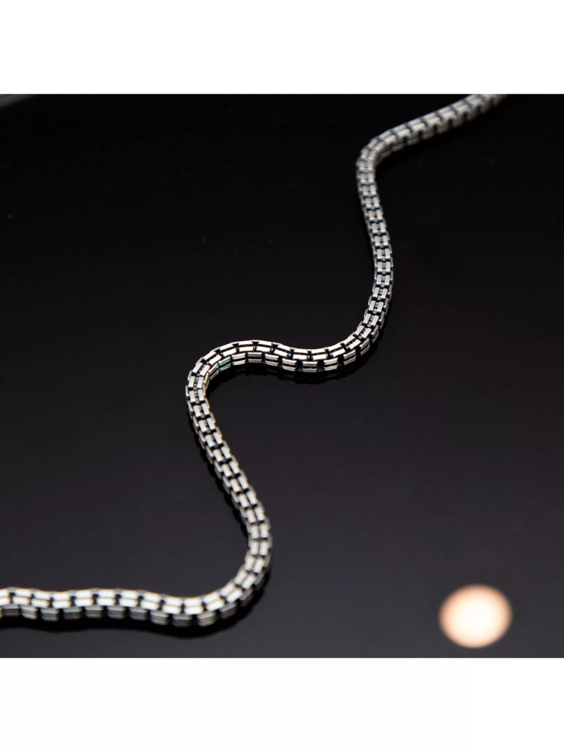 Hoxton London oxidised grooved box chain necklace 51cm (British brand)
