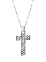 John Lewis Hoxton London Men's Rhodium Plated Braided Cross Necklace Silver- Buy online at McGrocer