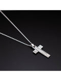 Hoxton London rhodium plated silver cross necklace 51cm, UK version