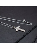 Hoxton London rhodium plated silver cross necklace 51cm, UK version