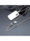 Hoxton London rhodium plated dog tag necklace in silver, imported from the UK