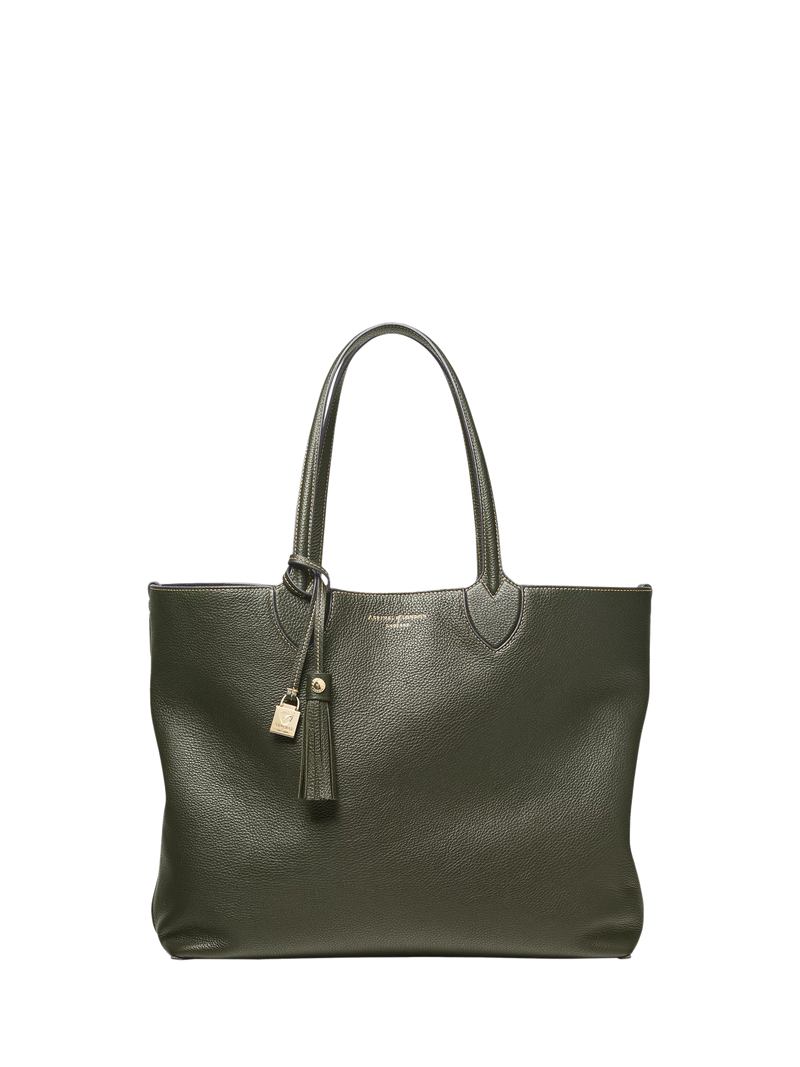 Aspinal of London Hudson Small Grain Milled Pebble Leather Oversized Tote Bag