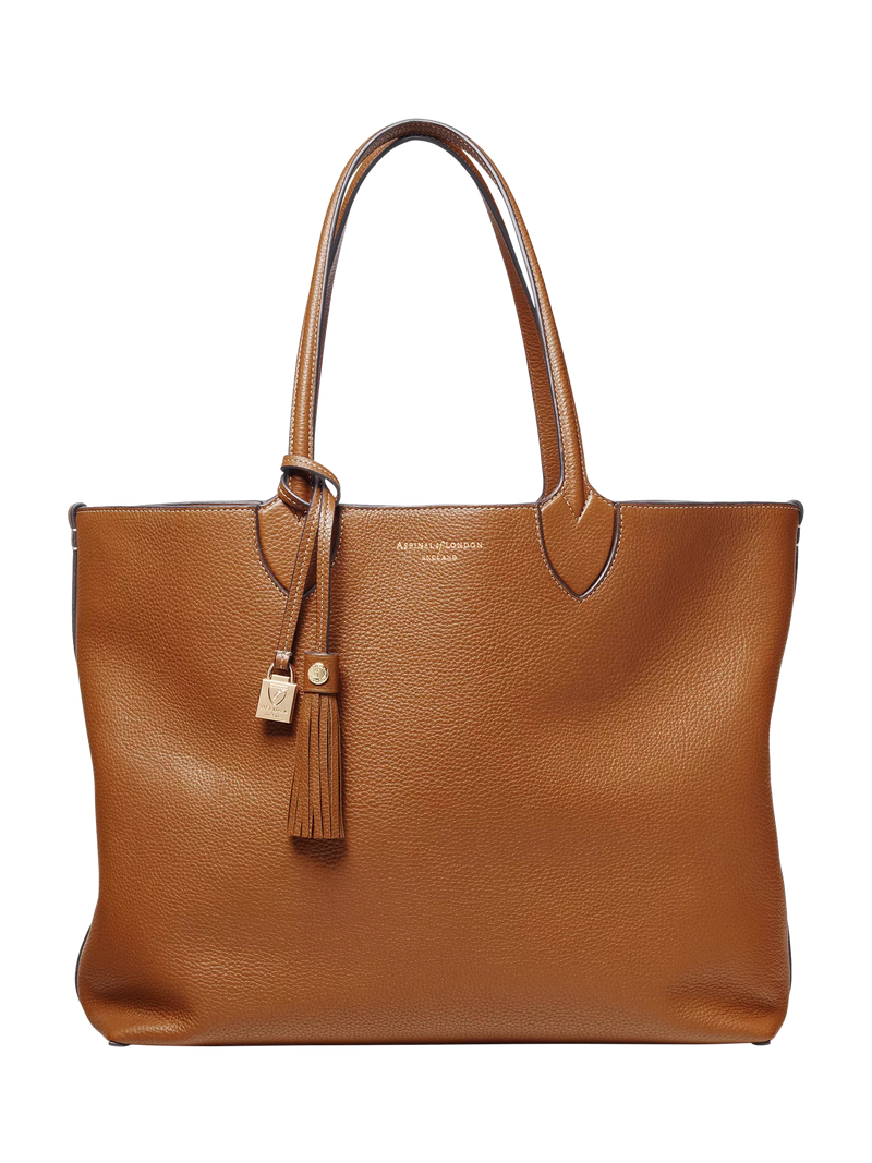 Aspinal of London Hudson Small Grain Milled Pebble Leather Oversized Tote Bag