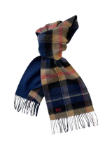 John Lewis Solesmith Personalised Pure Lambswool Tartan Scarf Navy 198cm- Buy online at McGrocer