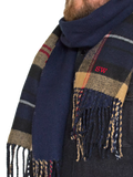 Solesmith personalised lambswool tartan scarf in navy (British brand)
