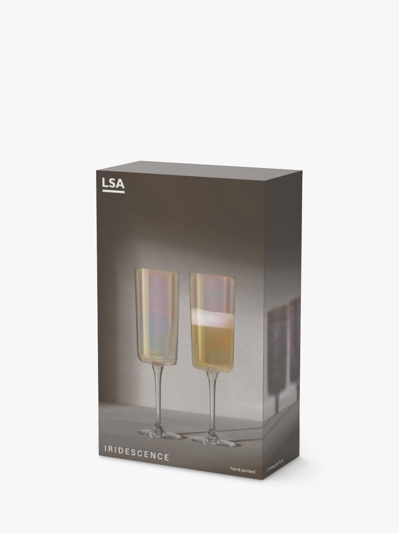 LSA International iridescent champagne flutes set of 2 (British brand)