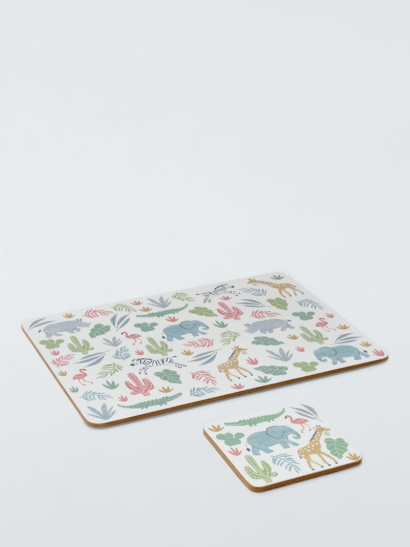 John Lewis kids' safari coaster and placemat set of 2, UK version