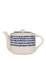 John Lewis Nkuku Indigo Drop Ceramic Teapot, Cream/Blue- Buy online at McGrocer