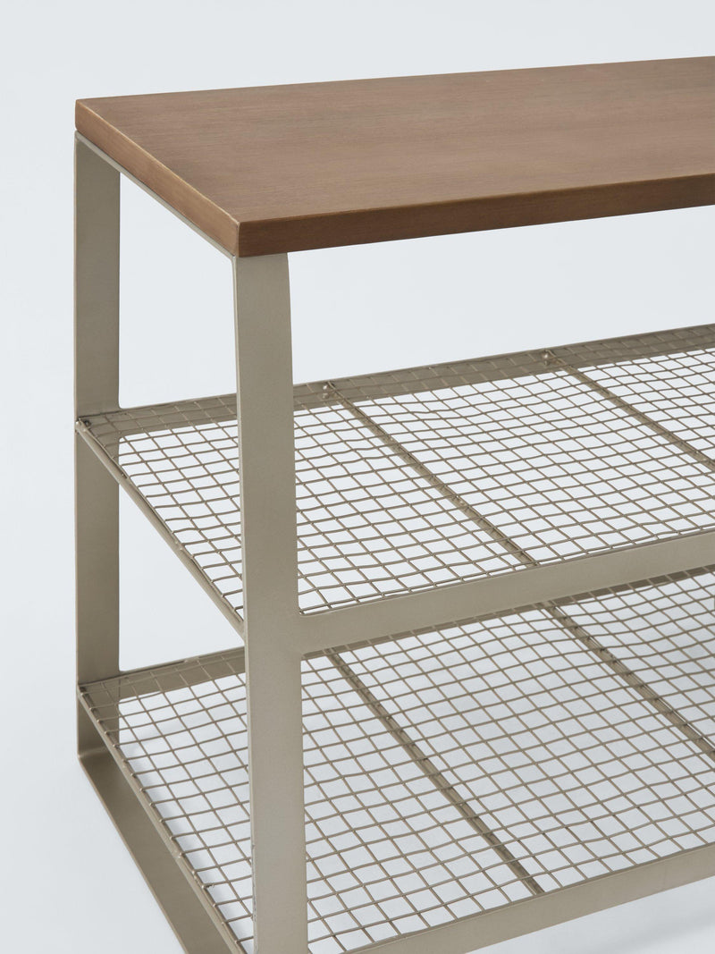 John Lewis industrial shoe bench grey smoke mango wood (British brand)