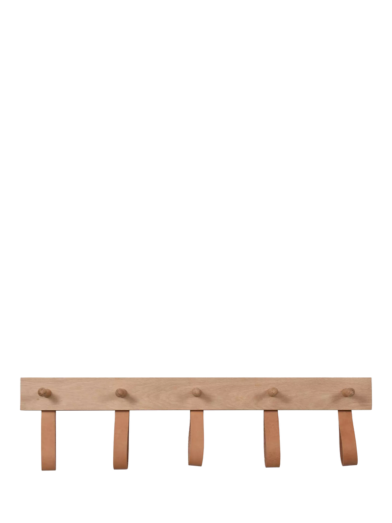 Garden Trading Kelston 5 peg rail natural oak and leather, UK version
