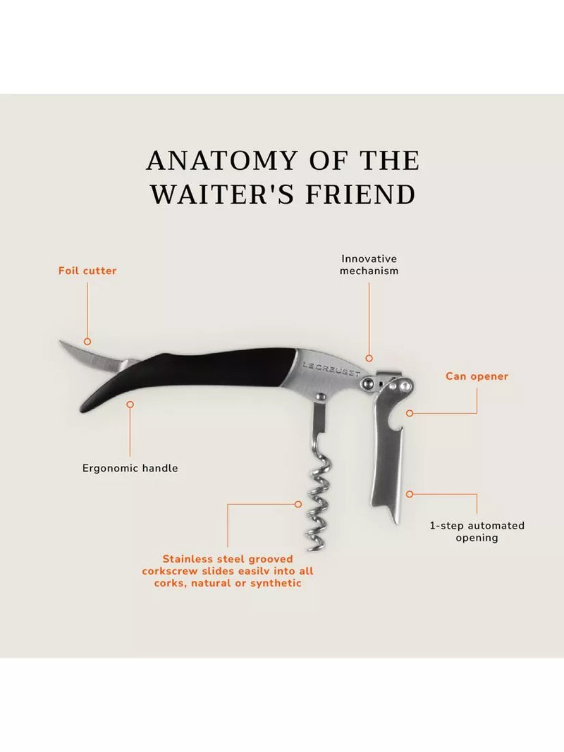 Le Creuset waiter's friend corkscrew shiny black (British brand)
