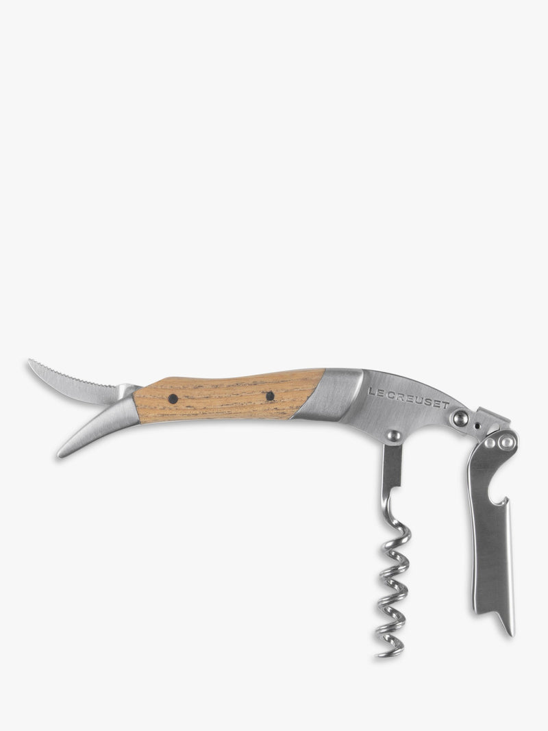 Le Creuset waiter's friend corkscrew oak wood handle, imported from the UK