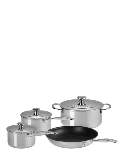 John Lewis 3-Ply Stainless Steel Pan and Lid Set, 4 Piece- Buy online at McGrocer