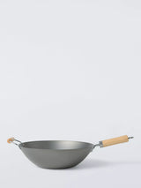 John Lewis John Lewis Uncoated Carbon Steel Wok with Helper Handle 35cm- Buy online at McGrocer