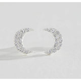 Revere sterling silver cubic zirconia moon stud earrings 10mm, imported from the UK