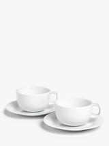 John Lewis John Lewis Dine Porcelain Cappuccino Cups & Saucers, Set of 2, 350ml, White- Buy online at McGrocer