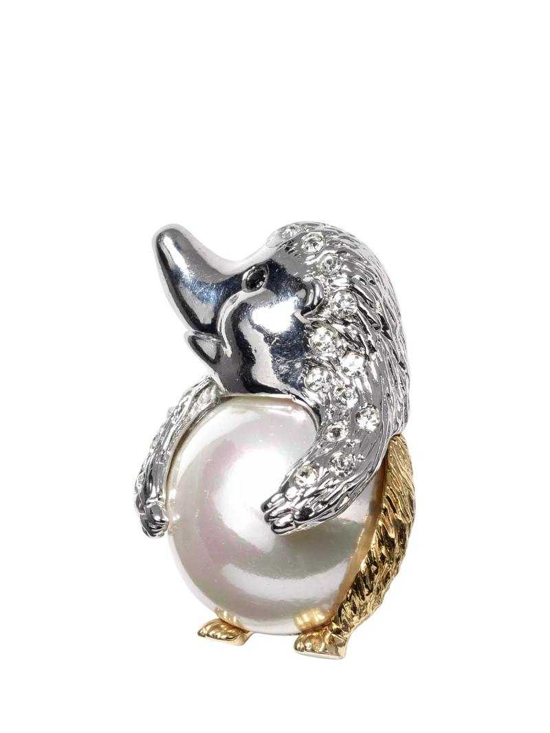 Eclectica hedgehog brooch with faux pearl 3x2cm (British brand)