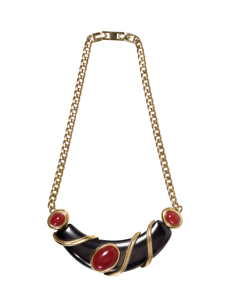 Monet gold plated bib necklace with resin cabochons - British product