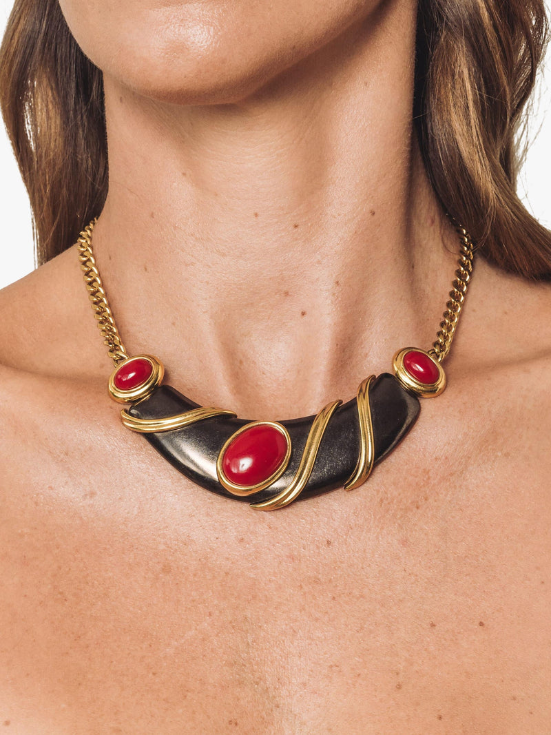 Monet gold plated bib necklace with resin cabochons - British product