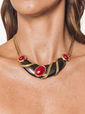 Monet gold plated bib necklace with resin cabochons - British product