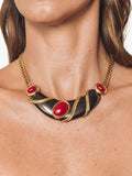 Monet gold plated bib necklace with resin cabochons - British product