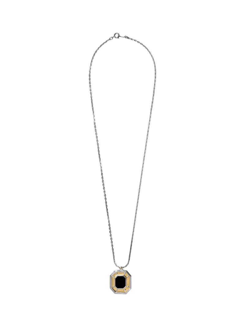 Eclectica onyx pendant necklace 18ct gold rhodium plated (British brand)