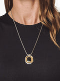 Eclectica onyx pendant necklace 18ct gold rhodium plated (British brand)