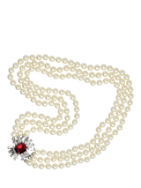 John Lewis Eclectica Pre-Loved Refound Faux Pearl Crystal Collar Necklace, Silver/Red- Buy online at McGrocer