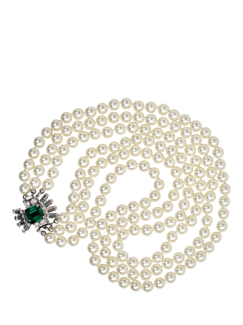 Eclectica pre-loved faux pearl crystal collar necklace, UK version