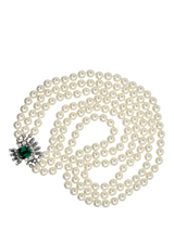 John Lewis Eclectica Pre-Loved Refound Faux Pearl Crystal Collar Necklace, Silver/Green- Buy online at McGrocer