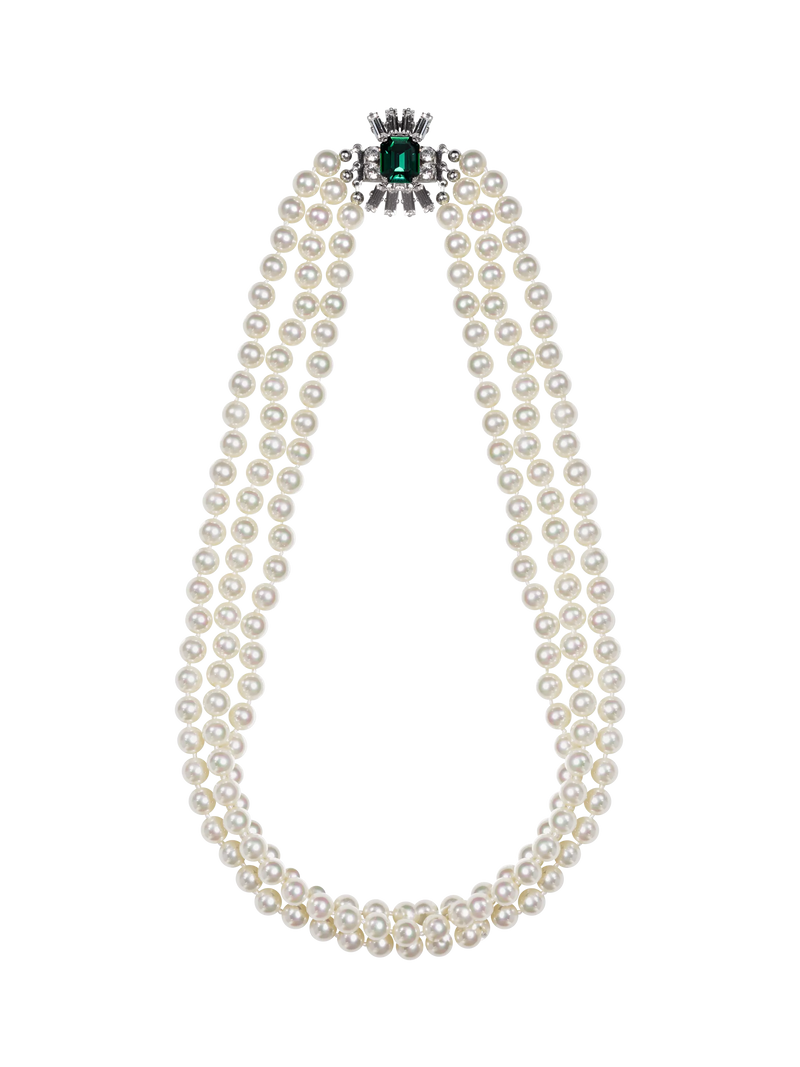 Eclectica pre-loved faux pearl crystal collar necklace, UK version