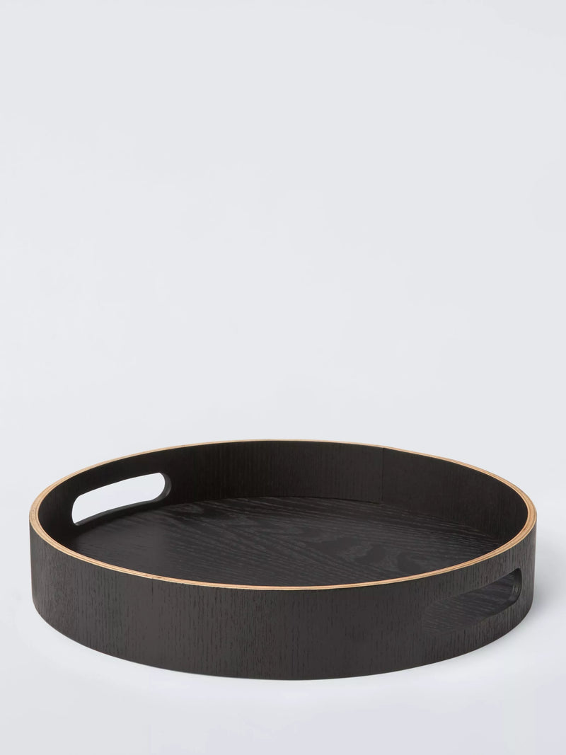 John Lewis round tray in black wenge wood, 30cm, imported from the UK