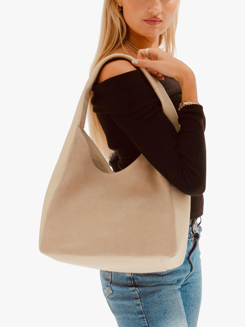 Apatchy London Henry suede and leather hobo bag - British product