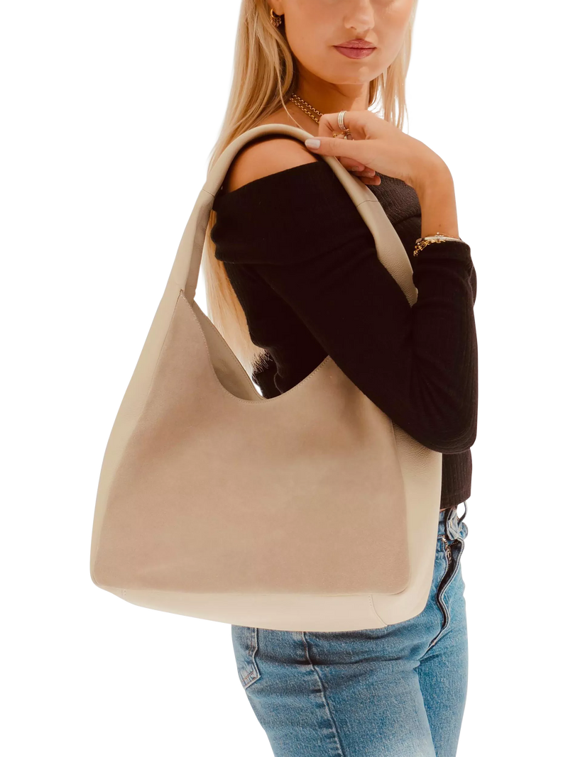 Apatchy London Henry suede and leather hobo bag - British product