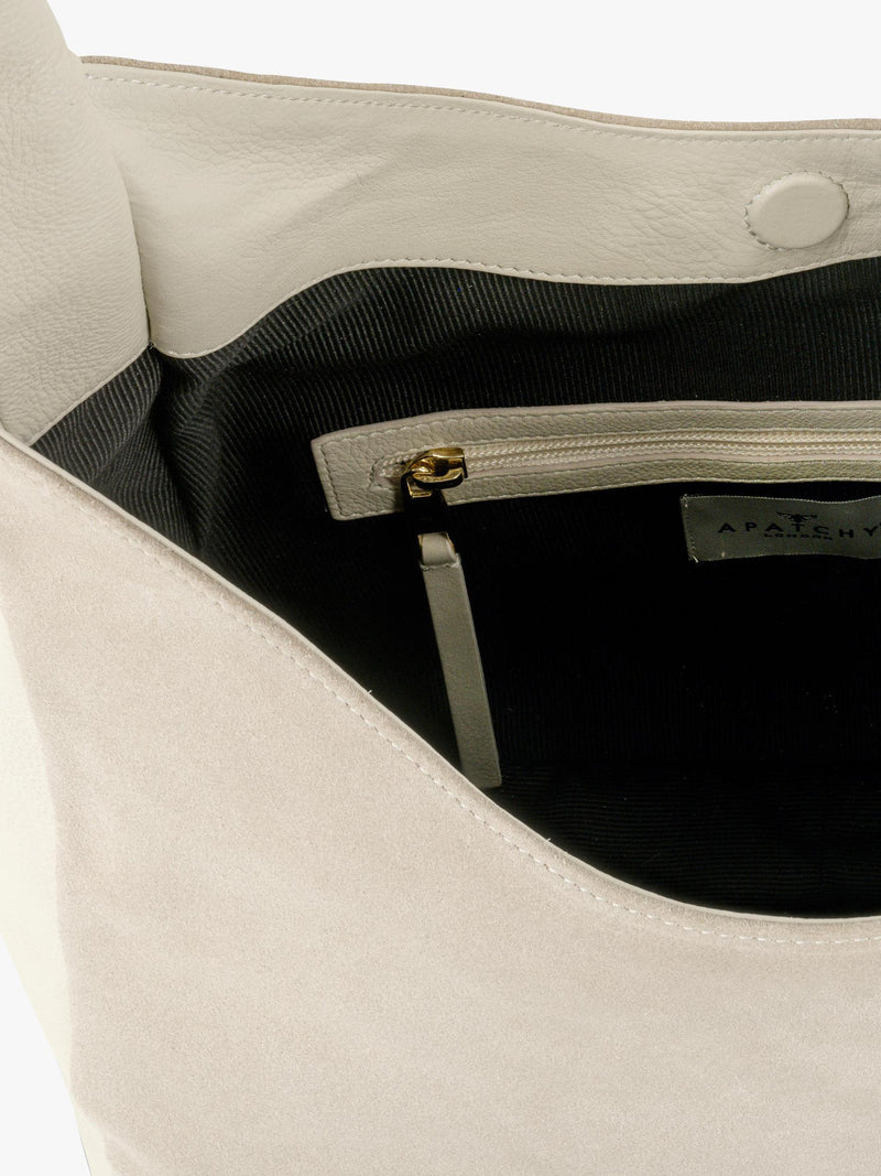 Apatchy London Henry suede and leather hobo bag - British product