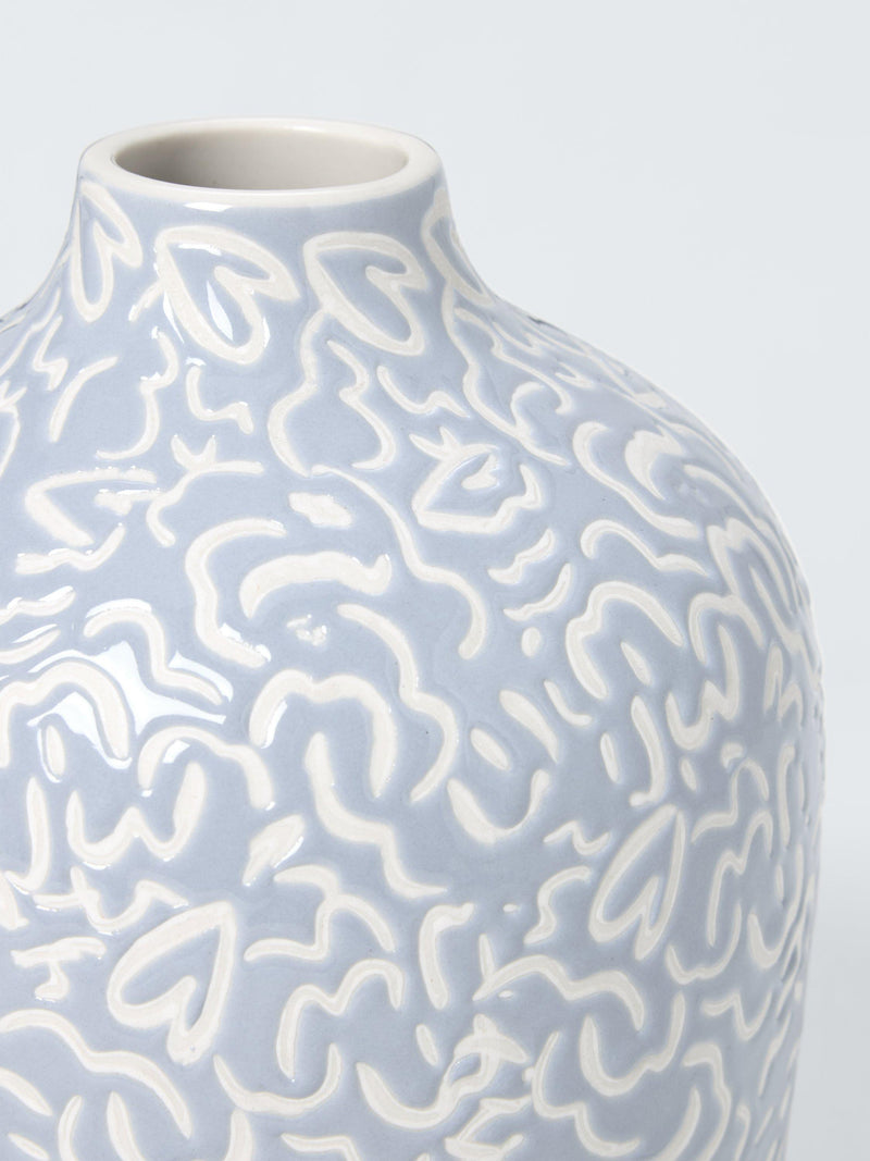 John Lewis Archive Heart stoneware vase blue (British brand)