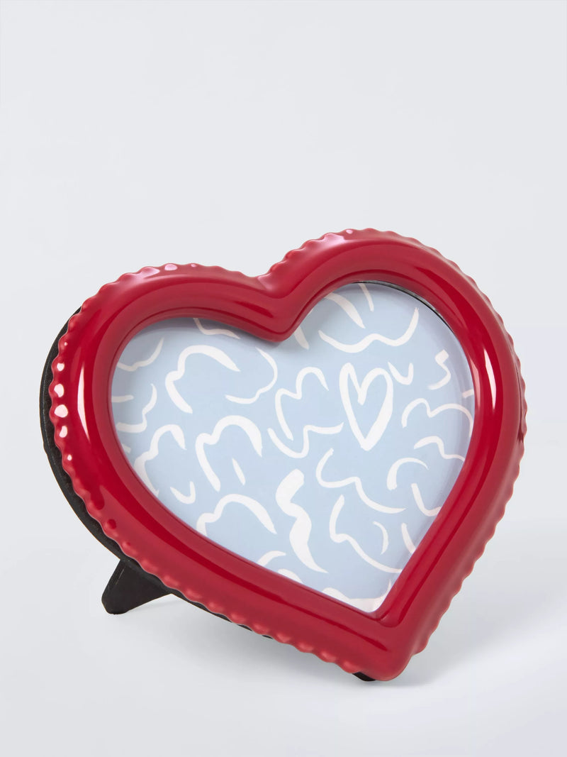 John Lewis Archive Heart Photo Frame red stoneware - British product