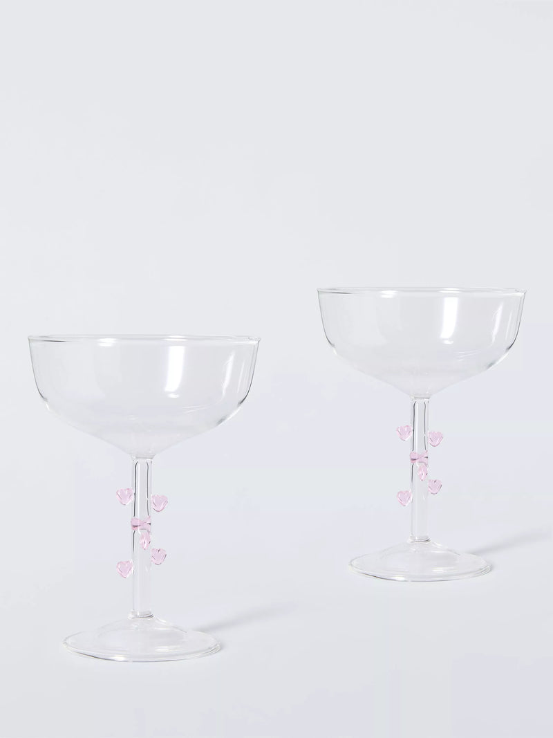 John Lewis champagne coupes set of 2 heart stem, UK version