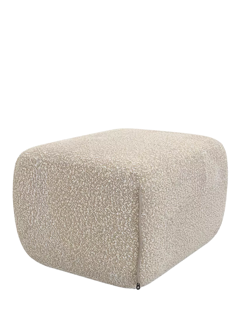 Cozmo Cozy pouffe footstool ecru boucle natural piping (British brand)